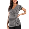 thumbnail image 4 of Vêtements de Grossesse Offres de l'Action de Grâce Liquidation Été Vêtements de Maternité pour Femmes Col Rond Manches Courtes Volants Pli Hauts de Grossesse, 4 of 5