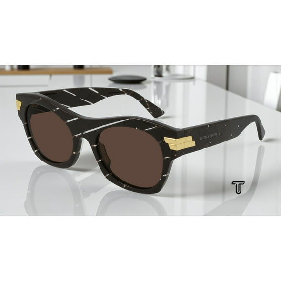 BOTTEGA VENETA BV1103S 003 Rectangular Brown Crystal Brn 54 mm Unisex Sunglasses