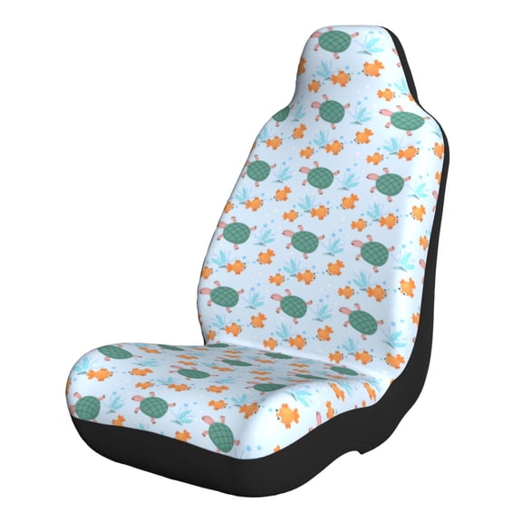 Naloa Turtles And Goldfish Car Seat Covers 2PCs Front Car Seat Covers Universal fit for Most Cars SUVs and Trucks - 1