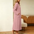 thumbnail image 5 of QIYAGBSA Nightgown for Women Soft Fleece Cable Knit V Neck Long Sleeve with Pockets Sleepwear (Pink, XL), 5 of 6