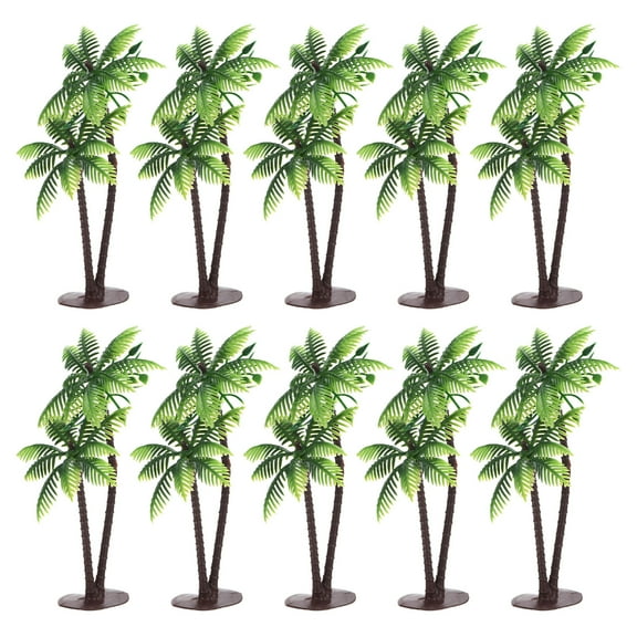 Uxcell 5.1" Miniature Plastic Coconut Palm Tree Decor Model, Green 10 Pack