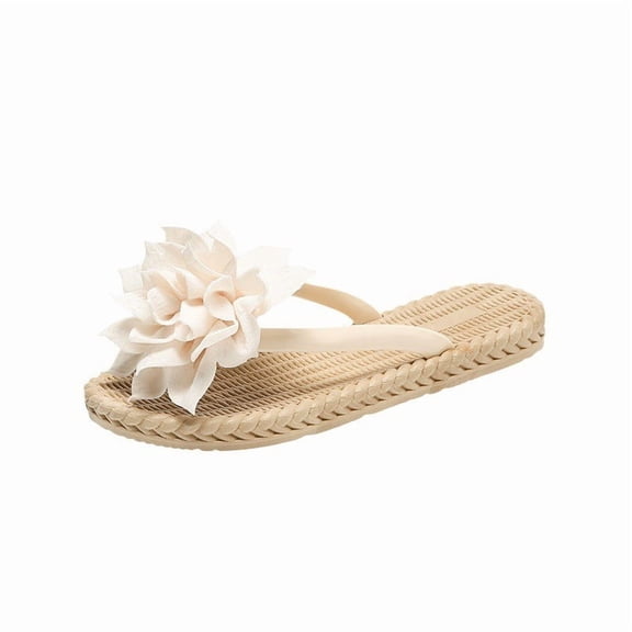 ibiyuan Leather Flip Flops for Women Thong Sandals Non- Rubber Sole Women House Slippers Elegant Shower Shoes Women
