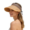 thumbnail image 3 of Womens Hat Women Foldable Wide Brim Straw Empty Top Sun Hat Beach Coffee One Size, 3 of 6