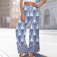 thumbnail image 4 of WTOBBY Women's Boho Floral Print Wide Leg Palazzo Pants Featuring High Waist Elastic Drawstring Side Pockets and Casual Summer Comfort ,Light Blue L, 4 of 6
