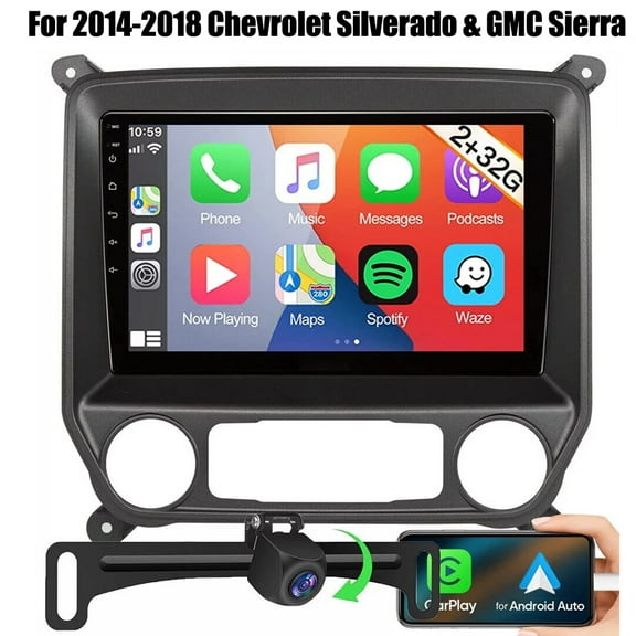 LICHENGTAI Car Stereo Radio Fit for 2014-2018 Chevrolet Silverado & GMC Sierra, 10 Inch Android 12 Car Radio Support Wireless CarPlay Android Auto, with Camera, GPS Navigation, 2 32G