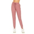 thumbnail image 2 of Women's Solid Brushed Jogger Pants With Pocket, MAUVE M, 2 of 3