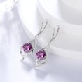 thumbnail image 3 of Juwaliy Women Drop Earrings February Birthstone Amethyst Purple Hanging Leverback Earring Sterling Silver Jewelry Christmas Birthday Valentine's Day Gift for Her/Wife/Mom, 3 of 10