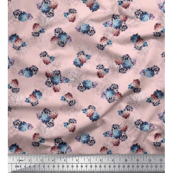 Soimoi Crepe Silk Fabric Blossom Night Wear Print Fabric by The Yard 42 Inch Wide