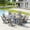 Black-Taupe, variant on Vicllax 7-Piece Outdoor Patio Dining Set Metal Swivel Chairs & Round Steel Table with Umbrella Hole