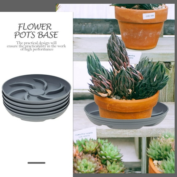 Worgeous  5 Pcs Plant Trays to Catch Water Trough Indoor Pots Plants Dark Grey