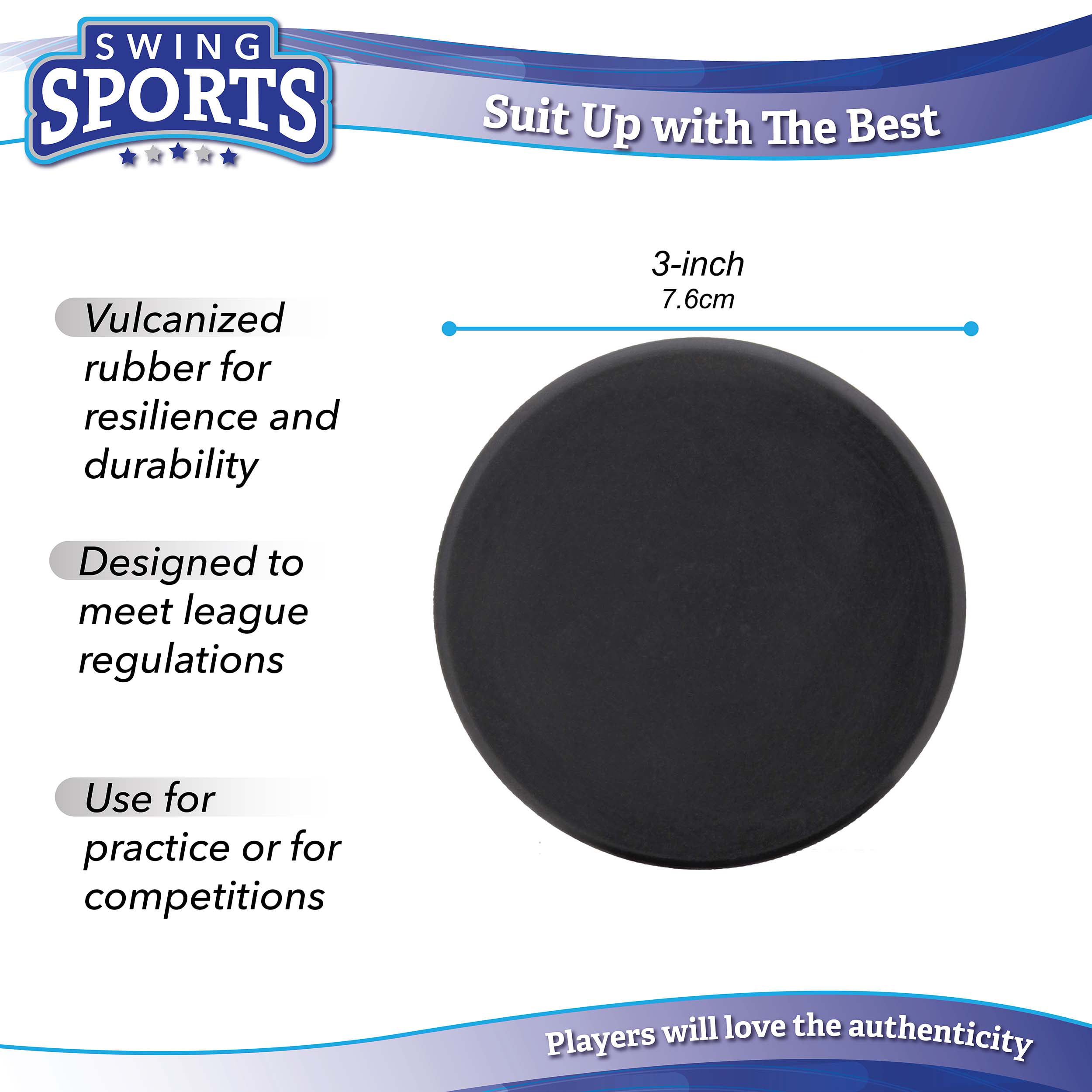 Swing Sports Hockey Pucks Bulk Set 25pk 3x1in Rubber 6oz Black Hockey Biscuits for Practice and Training 