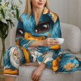 thumbnail image 6 of Uemuo Cute Sunflower Blue Duck Pattern Womens Pajama Sets,PJ Set for Women,Pajamas for Women Logo,Long Sleeve Pajama Set for Women,Soft Long Sleeve Top With Pants-X-Large, 6 of 9