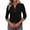 Black, variant on Sheghy Workout Tops for Women Oversized Minimal Solid V Neck Button 3/4 Sleeve Loose Pullover Tee Black S