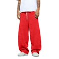thumbnail image 2 of Baggy Sweatpants Men Casual Drawstring Waist Lightweight Wide Leg Sweat Pants for Men Red 2XL, 2 of 6
