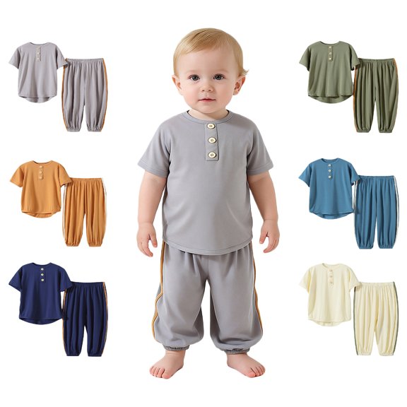 WELOIJEVBE Boy Summer Outfits Casual Short Sleeve T-Shirt and Shorts for Infant Boys clothes for boys 9-12 Months