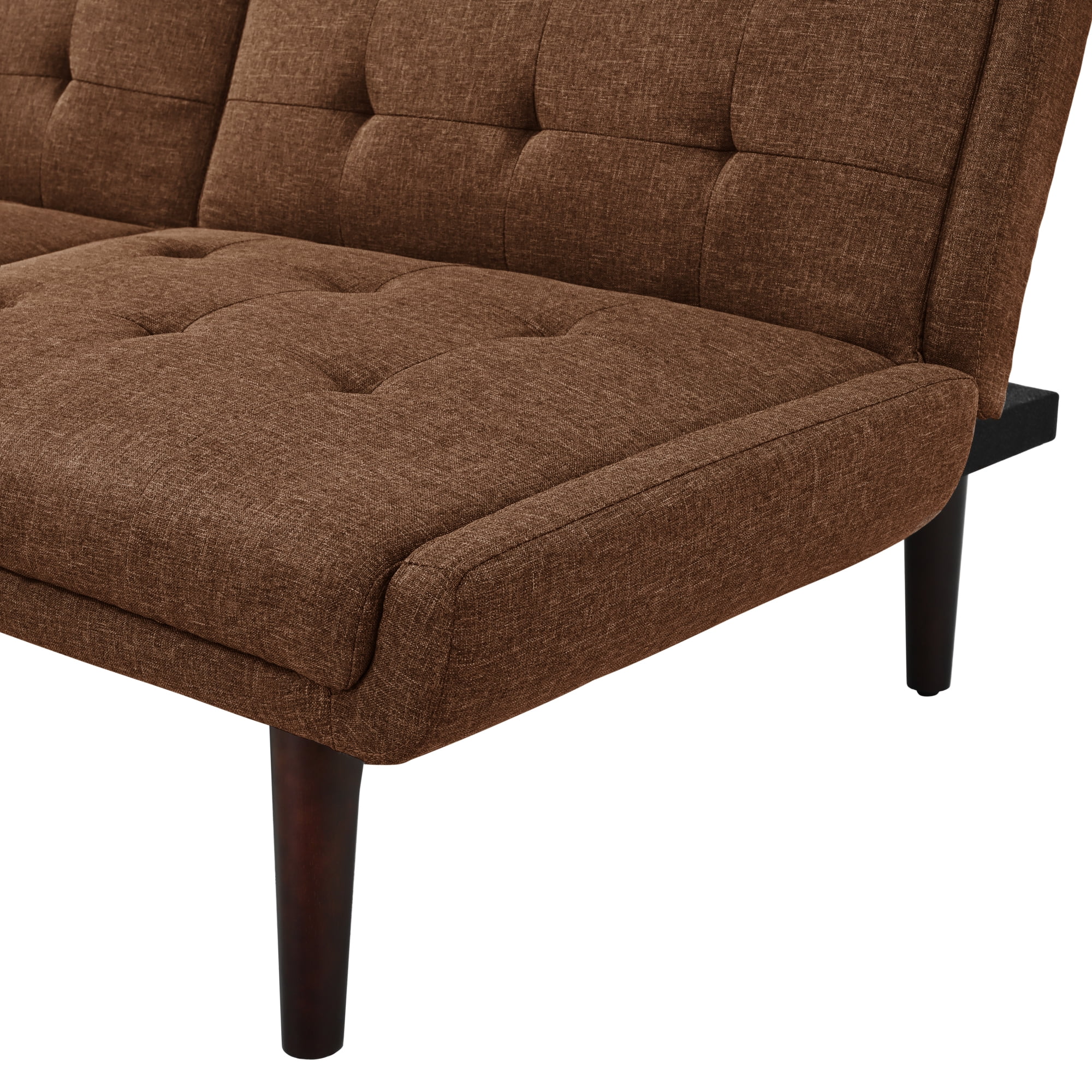 Jopat 63" Convertible Futon Sofa Bed,Modern Loveseat Sleeper Sofa Couch with 5-Position Adjustable Backrest for Small Spaces,Living Room,Brown