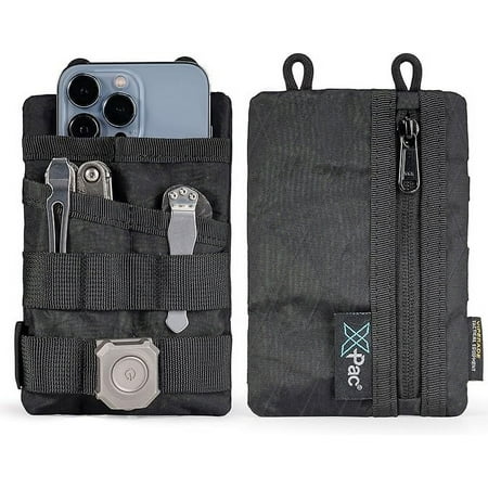VIPERADE VE3 Tool Pouch Pocket Organizer Nylon Tool Belt Loop Pouch with 4 Pockets Tool Storage EDC Pouch for Flashlight/Pocket Knife Tactical Pen Notebook (X-PAC-Black)