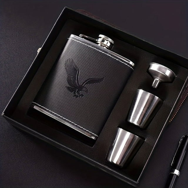 7oz Stainless Steel Wine Pot Flagons Drinkware With Gift Box For Men, Father's Day Gift