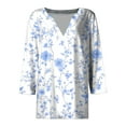 thumbnail image 5 of CYMMPU 3/4 Sleeve V Neck Blouses for Women Dressy Casual Spring Tops Flower Printed Fall Trendy Shirts Loose Fit Tunic Tops Business Elegant Work Tops T-Shirts Multicolor M, 5 of 5