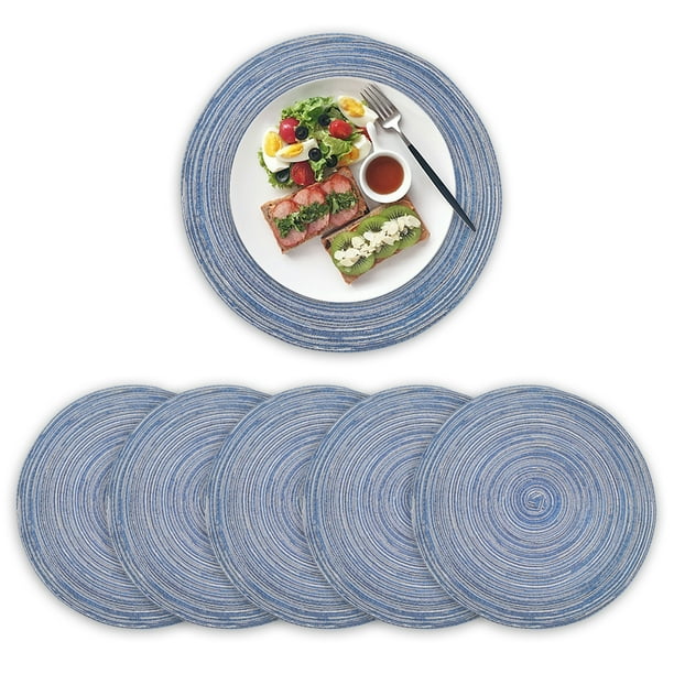 Round Placemats Set of 6, Cotton Woven Placemat HeatResistant NonSlip