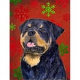 thumbnail image 1 of Carolines Treasures SS4731CHF Rottweiler Rouge et Vert Flocons de Neige Vacances Noël Drapeau Toile - Taille de la Maison, 1 of 4