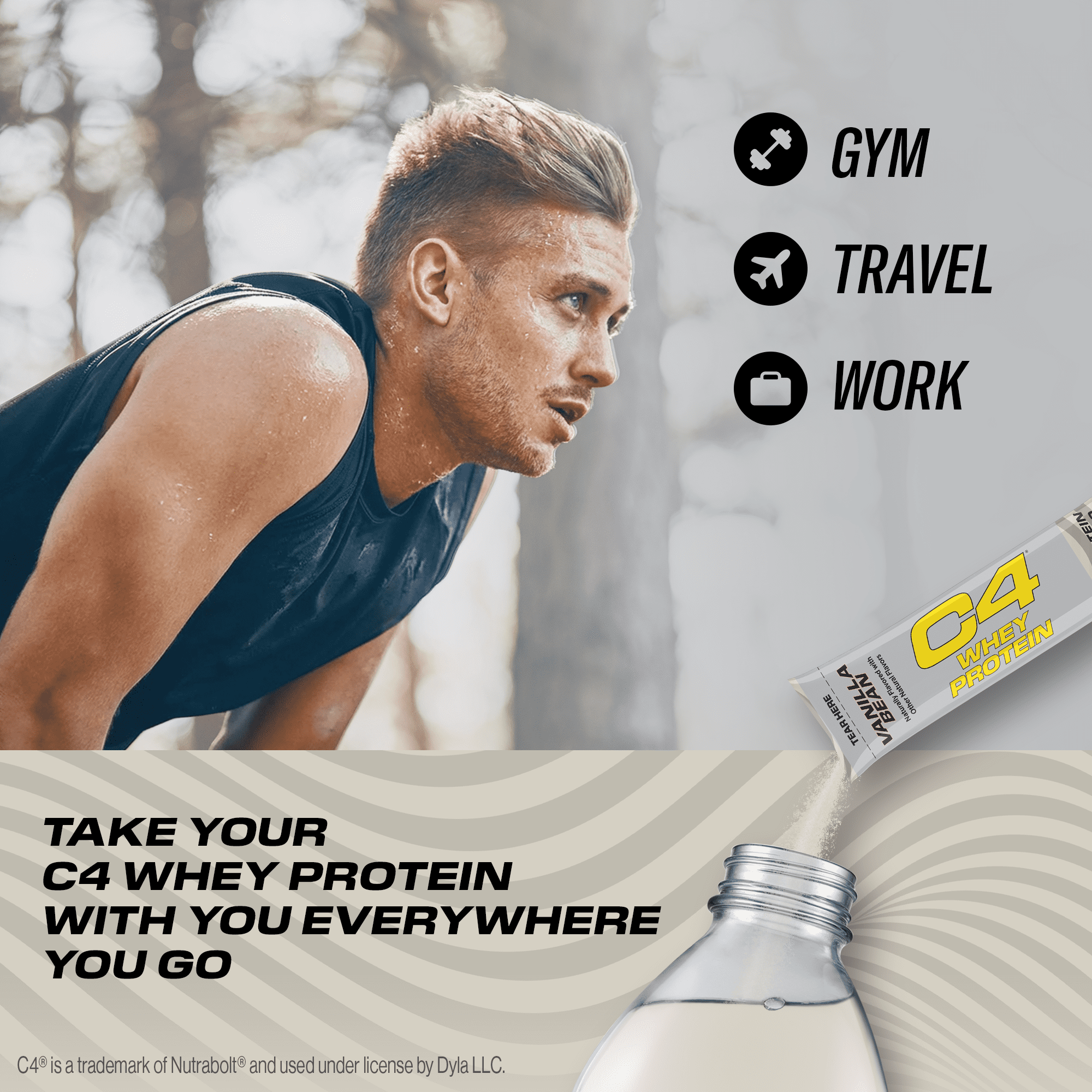 C4 Drink Mix Vanilla Bean Protein, 6 Powder Stick Packs
