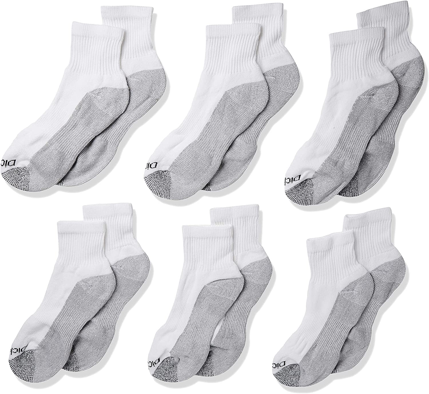 Dickies Men's 6pk Dri-Tech Ankle Socks - White (11740, Large)