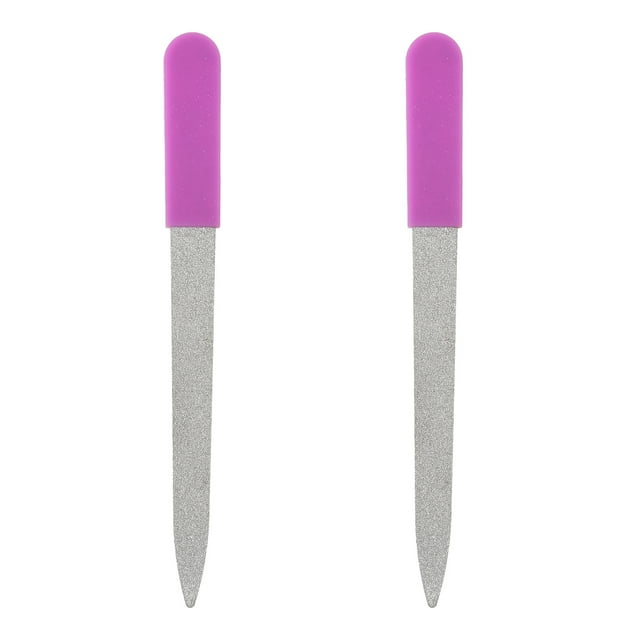 CIMAXIC 2pcs Stainless Steel Double Side Nail File Emery Board Straight Nail Files Nail Polish Patching Professional Tools (Rosy),4.72"X0.59"X0.39"