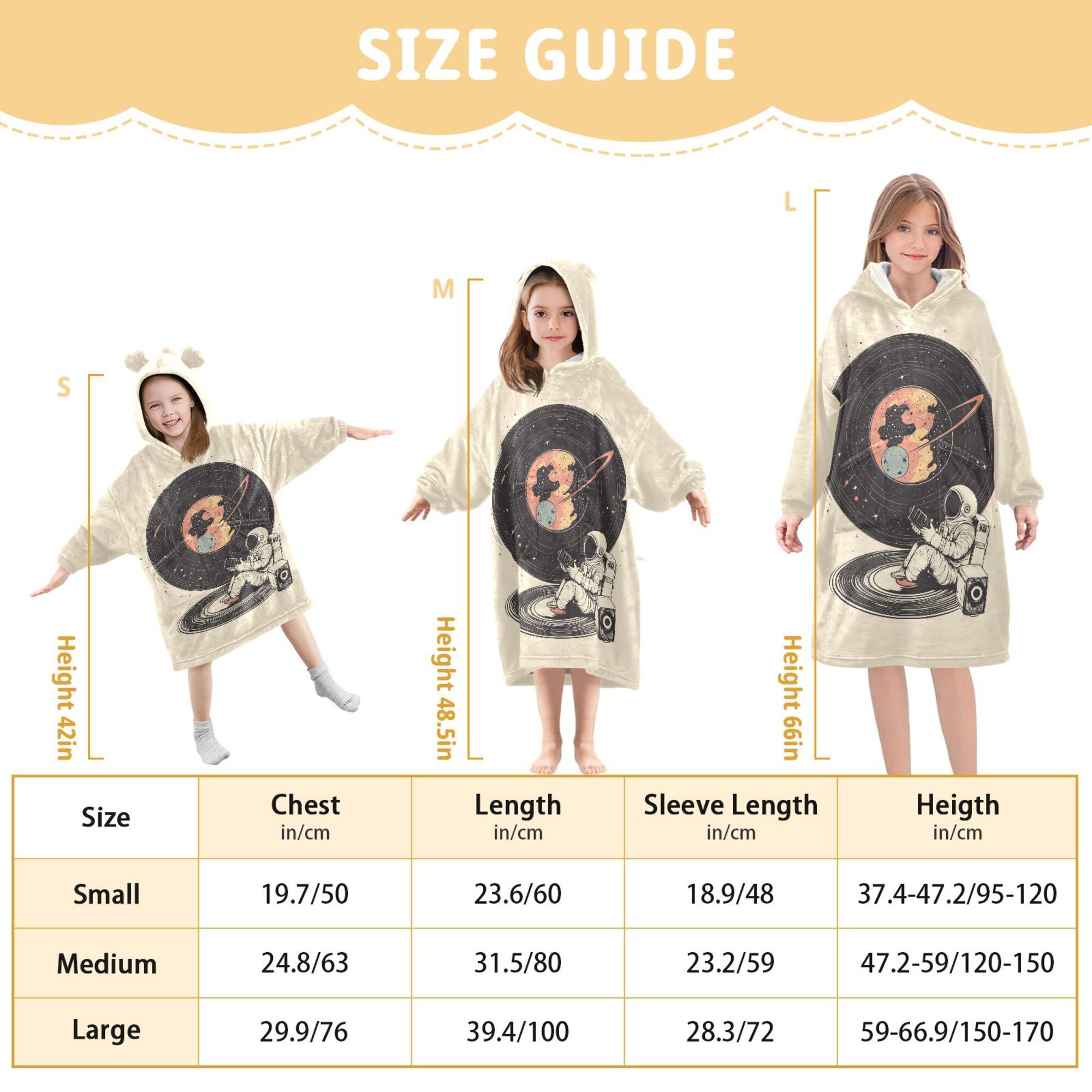 FORMRS Wearable Blanket Hoodie with Sleeves for Kids Cozy Flannel Sweatshirt, Space Record