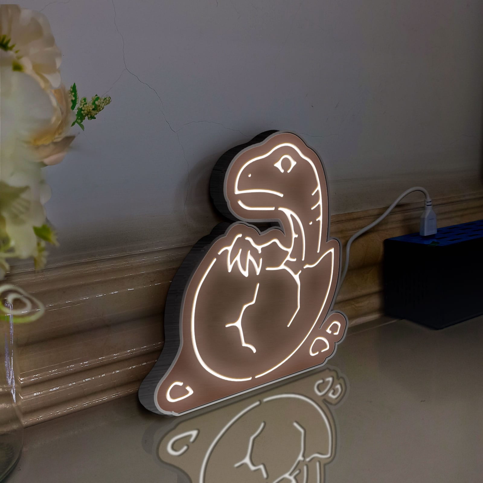 Dinosaur Led Light Box, Dimmable Neon-Like Light Signs USB Power for Wall Decor Bedroom Decoration, Static Light (WxH) 6"x6"