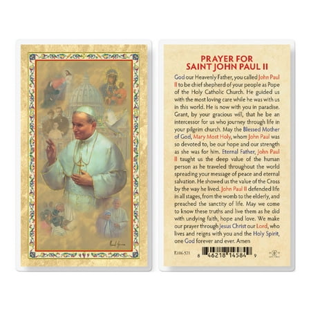 

Saint John Paul II Laminated Gold-Stamped Laminated Catholic Prayer Holy Card with Prayer on Back Pack of 25