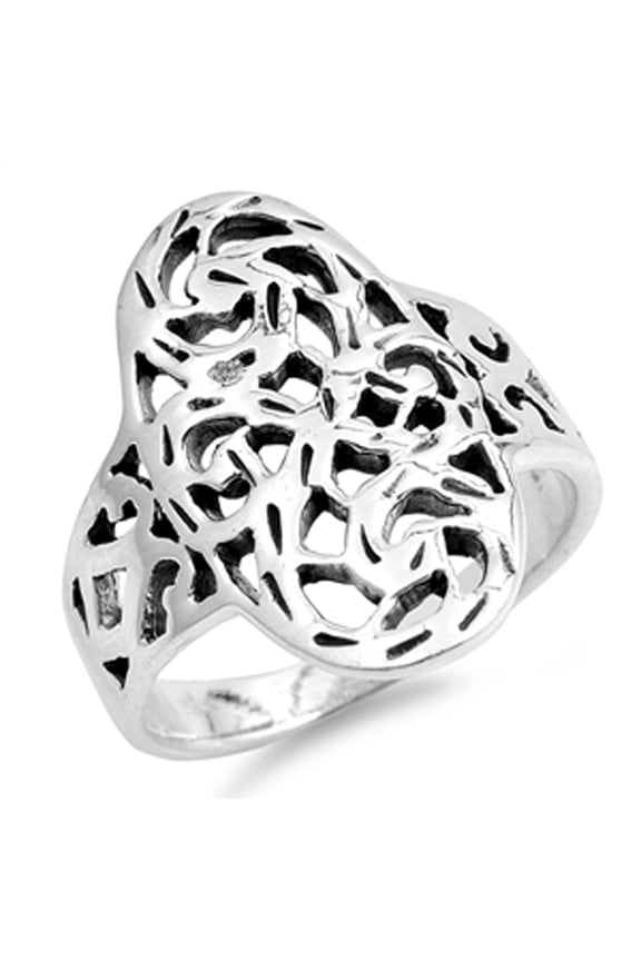Oxidized Filigree Wide Victorian Style Ring .925 Sterling Silver Band Jewelry Female Male Size 9