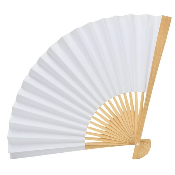 Sonew White DIY Paper Wood Folding Fan Calligraphy Painting Drawing Fans Decor Gift,White Paper Fan, Paper Fan