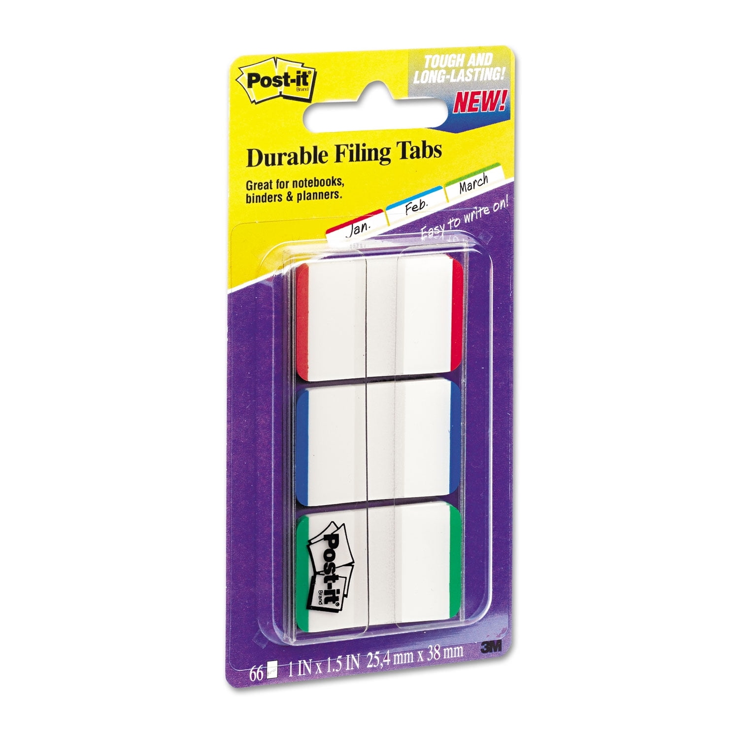 Post-it 1" Lined Tabs, Lined, Assorted Colors, 1" Wide, 66 Per Pack