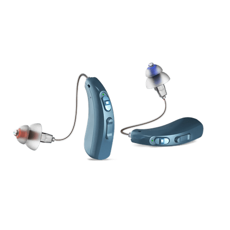 LINNER Mercury OTC Rechargeable Hearing Aids for Seniors with Noise Cancellation, Easy to Use, 3 Modes, 9 Volume Levels - Ocean Blue