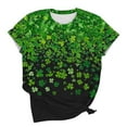 thumbnail image 5 of Uootdi St Patricks Day Shirt Women Crewneck Pullover Tees Funny Clover Print Short Sleeve Tops Lucky Irish Shamrock T Shirts Gift, 5 of 6