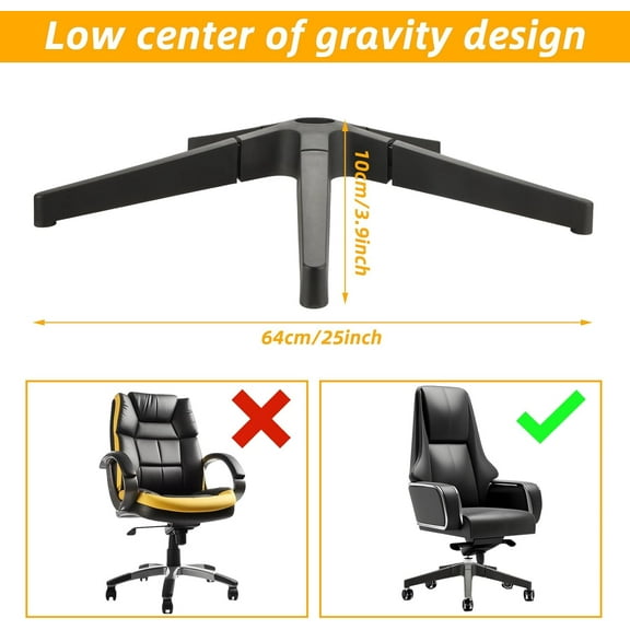 Heavy Duty Office Chair Base Replacement 2500 Lbs, 28 Inch  Gas Cylinder and Caster Sockets