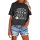 thumbnail image 3 of Blusa de Manga Corta Cuello Redondo Impreso Señoras Casual Top, Blusa Ligera de Poliéster para el Trabajo, la Fiesta Y Toda la Temporada de Uso Diario, 3 of 4