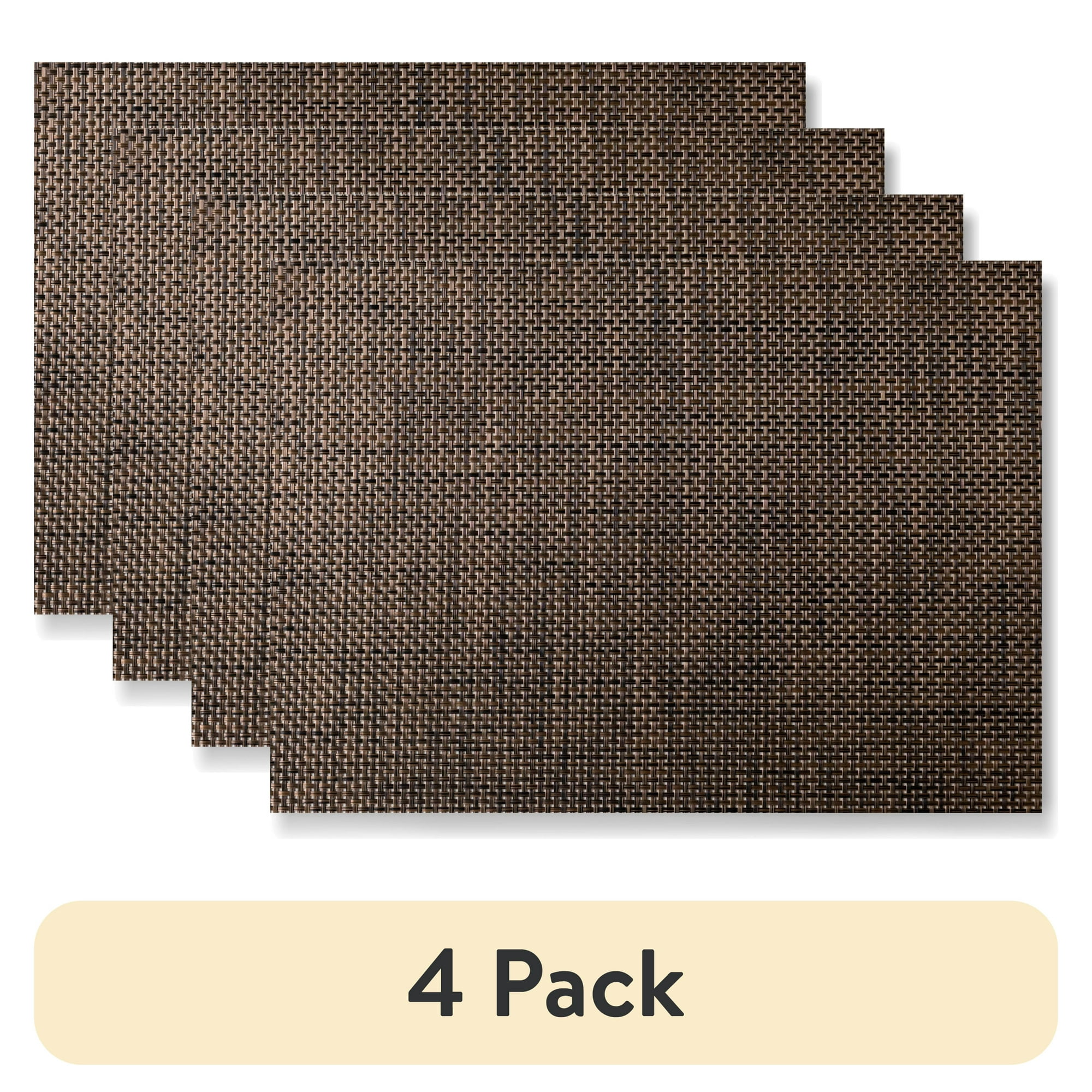 (4 pack) Mainstays Longport Woven Vinyl Table Placemat, Tobacco, 13 in x 18 in