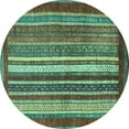 thumbnail image 1 of Ahgly Company Machine Washable Indoor Round Abstract Turquoise Blue Modern Area Rugs, 8' Round, 1 of 4