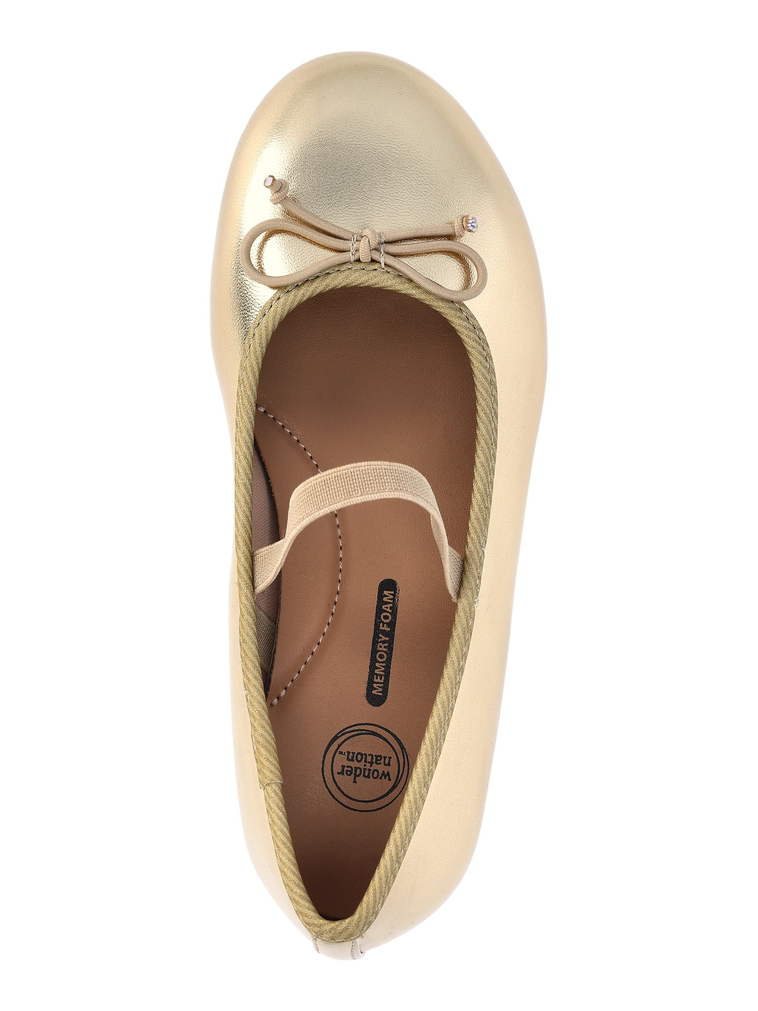 Wonder Nation Little and Big Girls Faux Leather Ballet Flats