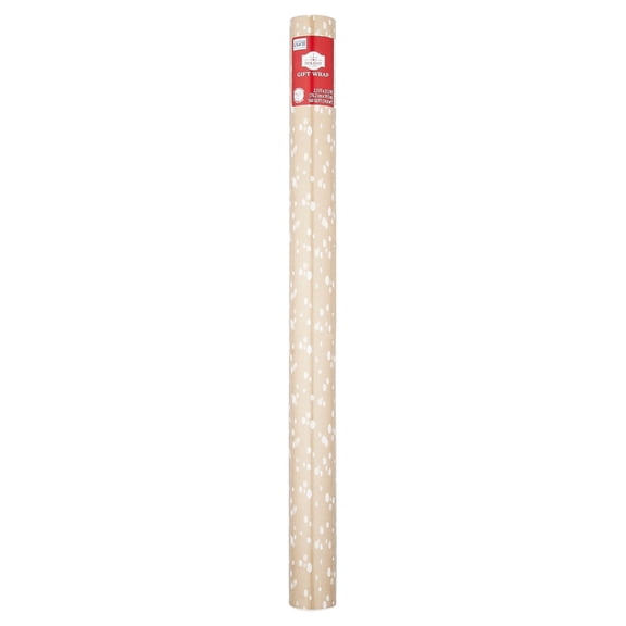 Brown with White Dots Christmas Wrapping Paper, 160 sq ft, by Holiday Time