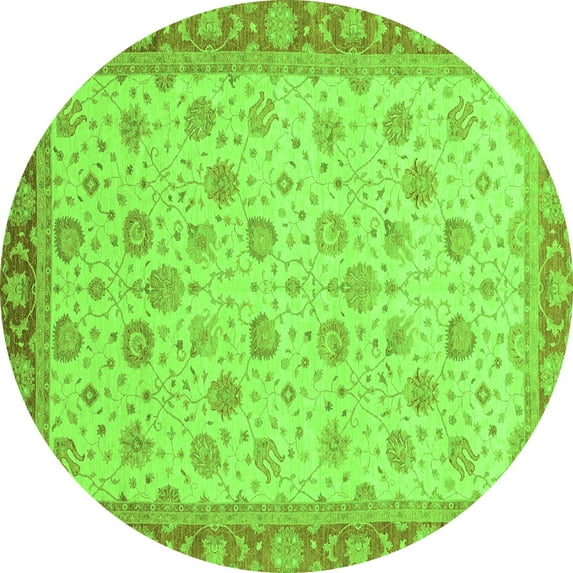 Ahgly Company Indoor Round Abstract Green Modern Area Rugs, 7' Round