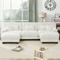 thumbnail image 4 of FFH Cloud Sofa Sectional, 133.8" Oversized 3 Seater Sofa for Living Room, Modern U Shaped Sofa with Deep Seat (Chenille White, 3 Seater with 2 Ottomans), 4 of 11