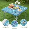 thumbnail image 4 of Blue White Tie Dye Wave Pattern Square Fitted Tablecloth with Elastic Edge,Square Table Cover,Washable Elastic Table Cover for Home Kitchen Party Decor 34"x34", 4 of 6