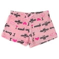 thumbnail image 2 of Emme Jordan Junior's Fuzzy Plush Pajama Shorts - I Need Coffee Pink - X-Large, 2 of 3