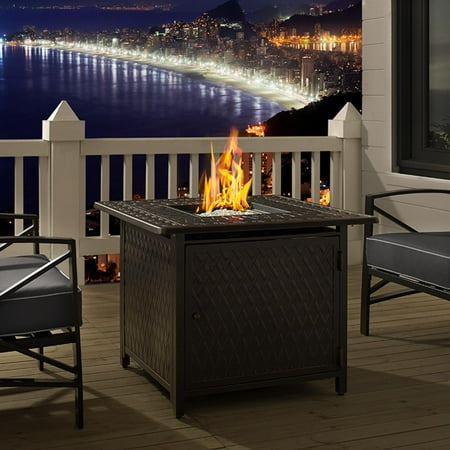 Fire Sense - Cartney Square Aluminum LPG Fire Pit - Antique Bronze