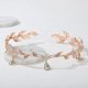 thumbnail image 5 of Tiara nupcial de hoja de diamante artificial diadema de oro rosa JAMW, 5 of 5