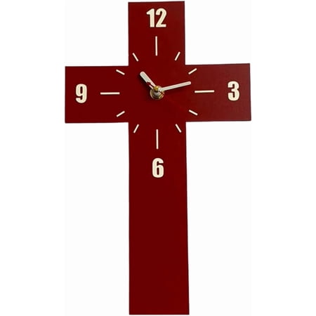 12 Inch Silent Cross Wall Clock - Decorative Non-Ticking Clock for Farmhouse, Kitchen, Bedroom, Battery Operated