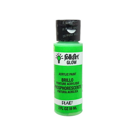 FolkArt Glow-in-the-Dark Green Acrylic Paint, 2 Fl. (Best Glow In The Dark Fabric Paint)